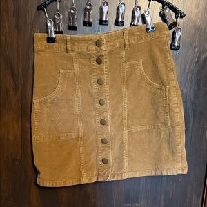 Altar'd State Tan Button-Front Mini Skirt